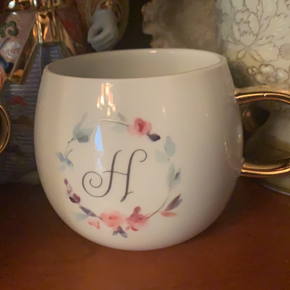 Fringe Studio Monogram Initial H Porcelain Cup